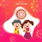 Floral greeting card design with illustration of happy brother a