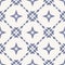 Floral grid seamless pattern. Simple vector blue and white geometric ornament