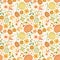 Floral halloween seamless pattern with bones and pumpkins