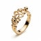 Floral Heart Gold Ring - Inspired By Crown - Elegant Design