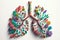Floral human lungs. Chest health concept, 3d model, image is generated with the use of an AI. Flower design, plant and leaves,