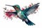 Floral Hummingbird Sublimation Clipart isolate on white background.