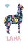 Floral lama on white