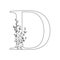 Floral letter D. Romantic lettering design with flowers.