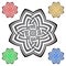 Floral logo template in Celtic knots style. Stylish tattoo mandala symbol. Silver ornament for jewelry design and samples of other