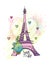 Floral love card design with eiffel tower vector