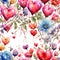 Floral Love Painting Seamless Pattern Colorful Digital Background Artwork Design - ai generated