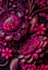 Floral magenta leaves and flowers abstract background.