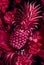 Floral magenta pineapple abstract background.