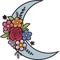 Floral moon crescent with flowers