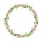 Floral natural winter rustic wreath. Hand drawn elegant round frame. Countryside style wreath of pine, fern, evergreen