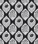 Floral ogee seamless pattern tile in silver grayscale colors