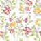 Floral ornamental seamless pattern. Abstract flower bouquet back