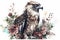 Floral Osprey Sublimation Clipart isolate on white background.