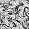 Floral paisley indian black and white seamless pattern.