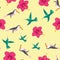 Floral paradise hand drawn tropic seamless pattern