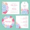 Floral pastel baby shower invitation set for unisex babies