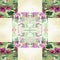 Floral patchwork quilt seamless pattern. Ornate geo swatch for exotic nature wallpaper. Cottagecore flower petal hand