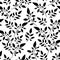 floral pattern, black leaves on the white background  for textile printing or background, wallpaper, ad, banner