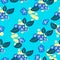 Floral pattern in blue colors