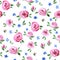 floral pattern with cute abstract roses and daisies. print with delicate little roses