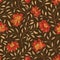 Floral pattern. Flower seamless background. Flourish ornamental fall garden texture. Orient ornament with fantastic flowers and