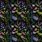 Floral pattern with forest flower.Vintage fashion.Floral romantic black background for textile, fabric, covers