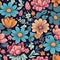 Floral patterns design, Kawaii flower Festival, Design for paper, cover, fabric, interior decor, colorful flower. embroidered