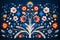 Floral Polish folk art pattern, floral ornament background, generative AI