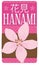 Floral Postcard with Cherry Flower for Hanami Event, Vector Illustration