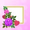 Floral postcard with hearts and flowers and a blank central space, allusive to the theme of romance and Valentine`s Day. Illustrat