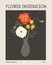 Floral poster, poppies and wild flowers bouquet in vase. Vintage magazine cover style, fashion print vector design.