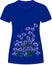 Floral print on a t-shirt. Cornflowers. Blue background, trendy color 2020.