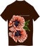 Floral print on a t-shirt. Large flowers. Poppies.