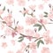 Floral retro seamless pattern, cherry or sakura flowers background, pastel vintage illustration