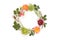 Floral round crown wreath with flowers and leaves.