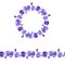 Floral round garland and endless pattern brush made of violas.