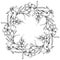 Floral round wreath with hand drawn flowers daffodils, narcissus