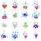 Floral scent icons set, isometric style