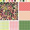 Floral Seamless background. Check Strip Dot Seamless pattern. Se