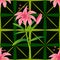 Floral seamless checkered pattern with pink lilies