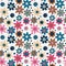 Floral seamless cute pattern simple design. Primitive flowers seamless ornament. Bright flowers om beige background