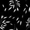 Floral seamless with hand drawn leaves. Cute autumn black and white background. Tropic grass branches. Modern floral