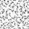 Floral seamless with hand drawn leaves. Cute autumn black and white background. Tropic grass branches. Modern floral