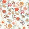 Floral seamless ornate pattern with tulips