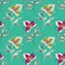 Floral seamless pattern with abstract leaves, flowers.