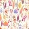 Floral Seamless Pattern with Autumn Plants