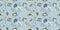 Floral seamless pattern, background. Whimsical flowers Jacobean style on a pastel blue background
