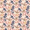 floral seamless pattern with berries and leaves