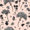 Floral seamless pattern with blooming geraniums